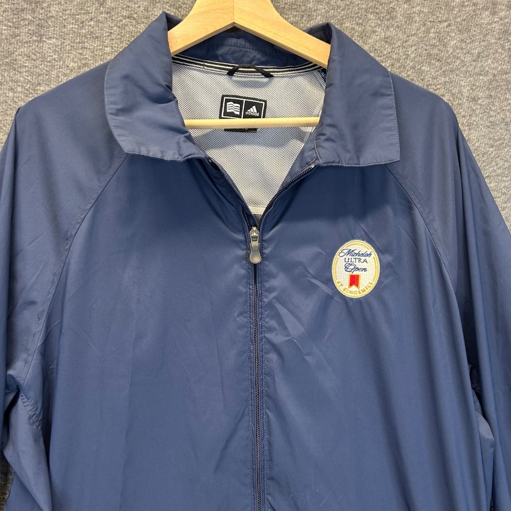 Adidas Mens ClimaProof Wind Jacket XL Navy Michelob Ultra Open Kingsmill Zip
